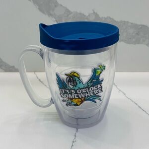 Margaritaville Blue Parrot Clock Tervis 16 oz. Mug with Travel Lid
